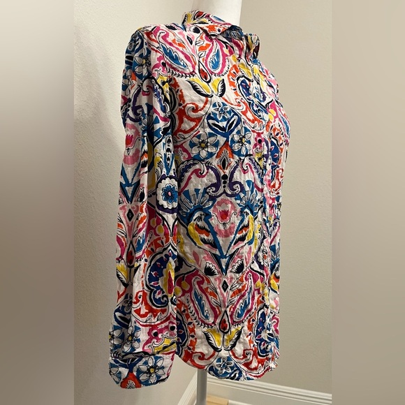 J. McLaughlin Women's Button Long Sleeve Shirt All Over Print Bold Size XS - Picture 4 of 7